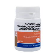 Diclofenaco con complejo B , vitamina B1, B6 ,B12 ( Tiamina , Piridoxina, Cianocobalamina) Ditizidol Forte 30 t - Img 45584505