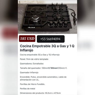 Cocina Infrarrojo / Hornilla empotrable / Placa de cocción / Parrilla empotrable / Cocina empotrable - 2/2