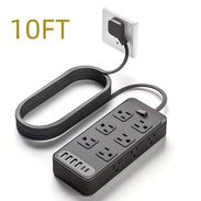 REGLETA MULTITOMA CON USB – 6 TOMACORRIENTES | CABLE DE 10 PIES - Img 57209450