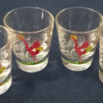 25 USD SET DE CUATRO CHUPITOS PINTADOS A MANO, MARCA FEDERAL GLASS - Img 87880879