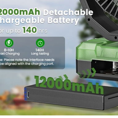 Ventilador recargable portátil FRIZCOL 24000mAh (Hasta 60Hrs uso continuo) Luz LED y mando a distancia, POWER BANK Nuevo - 9/10