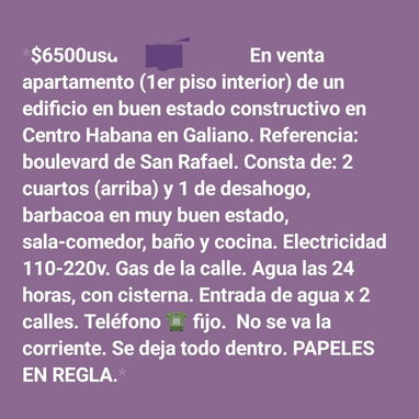 *$6500usd. En venta apartamento (1er piso interior) de un edificio en buen estado constructivo en Centro Haba - Img 121289786