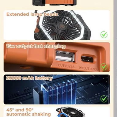 Ventilador Recargable F29 + Panel Solar - 4/5