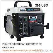 PLANTA ELECTRICA 1,200 WATTS DE GASOLINA Precio puesto en Cuba. Incluye el Arancel Aduanal. 299usd - Img 45777685