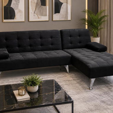 Sofá cama con porta vasos, baúl y toma corriente - 2/10