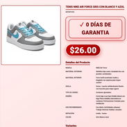 Tenis Nike Air Force Gris Con Blanco Y Azul Suela Con Gran Traccion VPT-0101 - Img 57969758