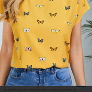 SHEIN LUNE Blusa de manga corta con estampado de mariposa. - Img 54365511