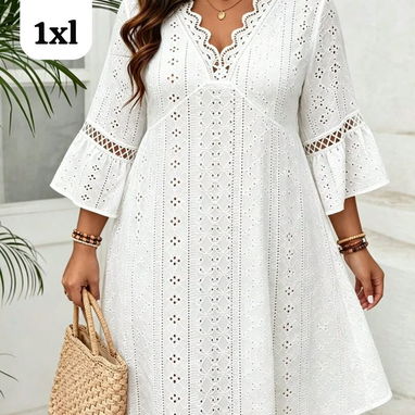 Vestidos blancos tipo tejido. Verano, veraniegos, frescos, ideales para la playa. Diferentes tallas, pequeñas y grandes - 5/6
