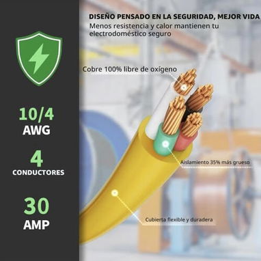 !!NUEVO!! POWGRN Cable de extensión para generador de 30 Amp (15 pies), 4 clavijas, 125/250 V, NEMA L14-30P/L14-30R - 5/6