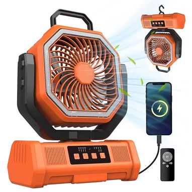 Ventilador Recargable de 20000 mAh, Luz LED, 4 Velocidades y Salida USB - Chenxi F39 🔶 Colores 🖤💚🧡 ($58) - 2/3
