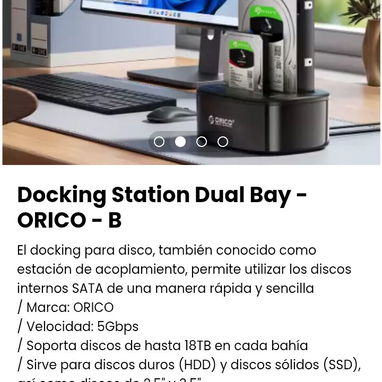 Docking Station Dual Bay - ORICO - B. Estación de acoplamiento, permite utilizar los discos internos SATA. Nuevo - Img 108505498