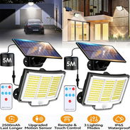 Lampara Solar LED de Exterior con Panel Separado NUEVA - Sensor de Movimiento, Control Remoto, IP65, Pared o Poste - Img 57635012
