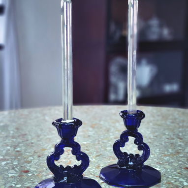 Candeleros Cambridge (c. 1930) Azul Cobalto Vintage - Tel: 5358 0956 - Vedado - 2/4