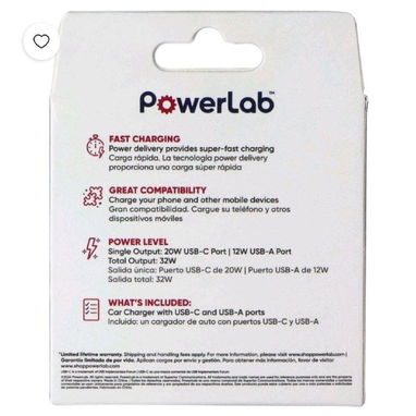 Cargador Auto PowerLab 32W USB-C + USB-A Power D... | 📦 NUEVO EN CAJA - 2/5