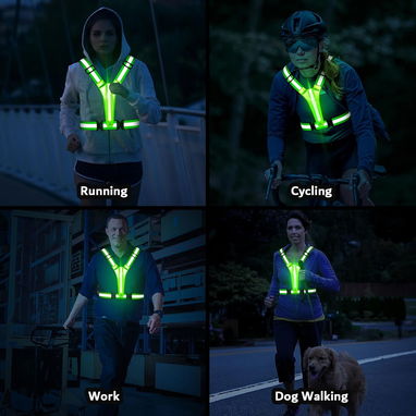 🦺 Chaleco reflectante LED recargable para correr, ciclismo y paseos nocturnos, visibilidad 1000 pies, ligero 🌙🚴‍♂️🏃‍ - 2/7