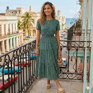 Vestido verde floral fresco y veraniego talla S/M - Img 55650896