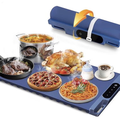 Alfombrilla de calentamiento de alimentos, bandeja de calentamiento eléctrico de silicona de calentamiento rápido con 3 - 8/8