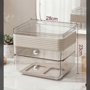 Organizador Para Maquillaje de 3 niveles  Con 2 Gavetas / organizador de maquillaje - 3/4
