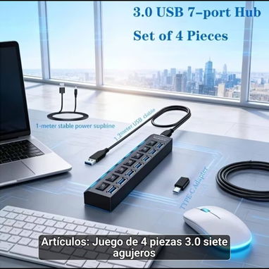 Hub USB 2.0 VVIA de 7 Puertos con Interruptor Individual - Img 124751246