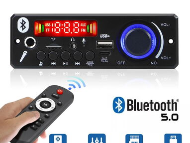MP3 con Amplificador 80W por canal (160W). USB, Radio, MicroSD, Bluetooth 5.0. Reproductor para carro, moto, triciclo!!! - Img main-image-45835763