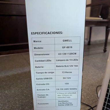 🌬️ Ventilador recargable 16". Trae panel, mando y garantía 📝 - 2/2