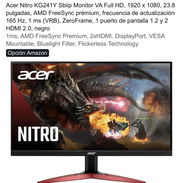 Excelente monitor gaming Acer Nitro de 23.8 pulgadas, resolución 1920×1080 Full HD, 165Hz y 1ms, ideal para gaming y uso - Img 57445823