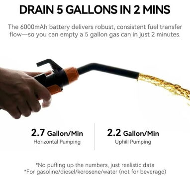 Bomba de Transferencia de Combustible. Portátil y Recargable - 4/5