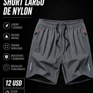 Short de tela con bolsillo, short de naylon cortos y largos para hombre - Img 124248402