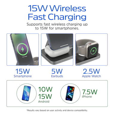 CARGADOR INALÁMBRICO ENERGIZER 3 EN 1 MAGSAFE QI2 15W IPHONE AIRPODS WATCH ENVÍO DISPONIBLE + GARANTÍA - 7/10