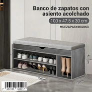 ✅️ Banco moderno para zapatos con asiento acolchonado incluido 🩶 Importados. - Img 58174331