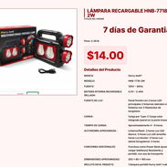 LÁMPARA RECARGABLE HNB-7718-2W VPT#-0171 - Img 55220800