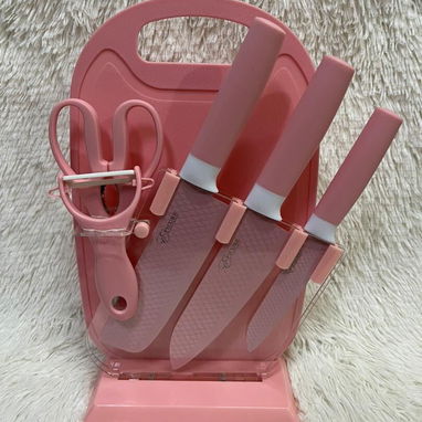 Set de 7 piezas de cuchillos, tabla de picar y base transparente - Img 122915065