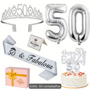 Set de cumpleaños 50 plateado de calidad - Img 56119350