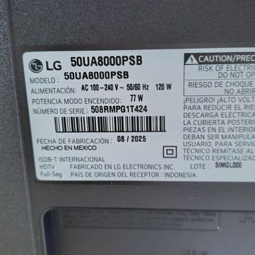 TV 50" LG 4K UHD AI Direct 60Hz HDR10 HLG 3840x2160, LG 50" 4K UHD AI TV Cámara USB Compatible VPT# - Img 127704593