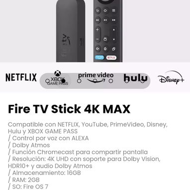 Fire TV Stick 4K MAX Compatible con NETFLIX, YouTube, PrimeVideo, Disney, Hulu y XBOX GAME PASS - 2/7