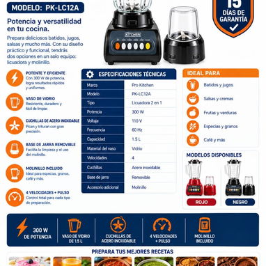BATIDORA/ LICUADORA 2 EN 1 + Moledor de especias - 2/2