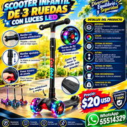 SCOOTER INFANTIL DE 3 RUEDAS CON LUCES LED, NUEVA EN SU CAJA CON ENTREGA DE FACTURA Y GARANTÍA. VARIEDAD DE ARTÍCULOS - Img 58130326