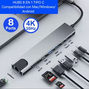 HUBS 8 en 1 compatible con MAC/Android y Window. (Puertos RJ45 / HDMI / SD / TF / 3.0 / 2.0 / Tipo C / PD. Nuevos en su - Img 56269595