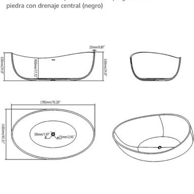 Elegante Bañadera con acabado Negro - 3/3