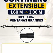 CORTINERO EXTENSIBLE 1.60–3 METROS | PARA VENTANAS GRANDES - Img 57202251