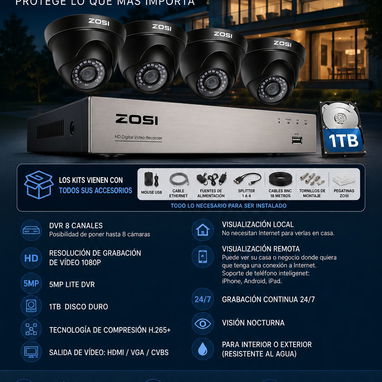 Sistema de cámaras de vigilancia y accesorios, seguridad inteligente al mejor precio. - Img 123335869