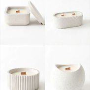 Velas aromáticas en envases de cemento blanco 🤍 - Img 56446752