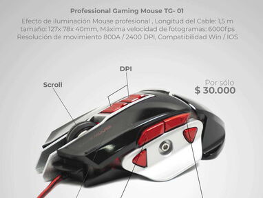 Mouse Gamer TIGERS TG-01 de 9 botones, luces RGB y cable enmallado....Ver fotos....59201354 - Img 60273752