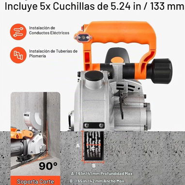 🪷VEVOR Máquina Ranuradora Eléctrica de Pared 3300W con 5 Discos🪷 - 3/6