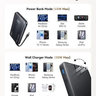 🔋 POWER BANK INIU 10000MAH 45W GAN 3 EN 1 + ENCHUFE Y CABLE USB-C – ENVÍO DISPONIBLE + GARANTÍA - 6/8