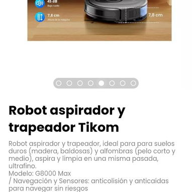 Robot aspirador y trapeador Tikom. Robot aspirador y trapeador, ideal para suelos duros aspira y limpia a la misma vez - Img 124055051