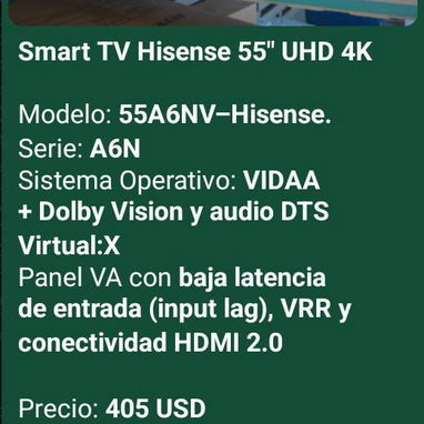 Smart TV de varias marcas y pulgadas (Hisense, Insignia, TCL, Vision, Milexus, LG, Samsung, Royal, JVC) - Img 121560469