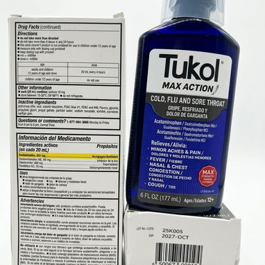 Tukol, frasco 6 oz, jarabe para GRIPE, RESFRIADO Y DOLOR DE GARGANTA, +12años - Img 117928935