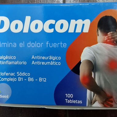©️- DOLOCOM, Diclofenaco Sodico 100mg + Vit B1,B6,B12-1000mcg, 1 Tira de 10 Tableta (PARA NO HIPERTENSO) -©️ - 3/4