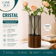 📝 Florero de Cristal y Madera de Gran Capacidad - Img 56464076